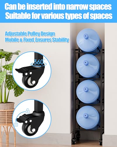 4 Tier 5 Gallon Water Jug Holder with 4 Lockable Wheels