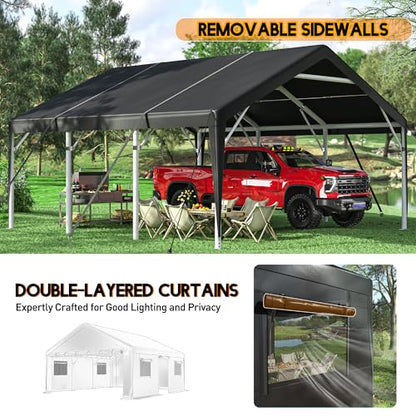 20x20 FT Carport for 2 Car Portable Garage Cover Backyard and Patio