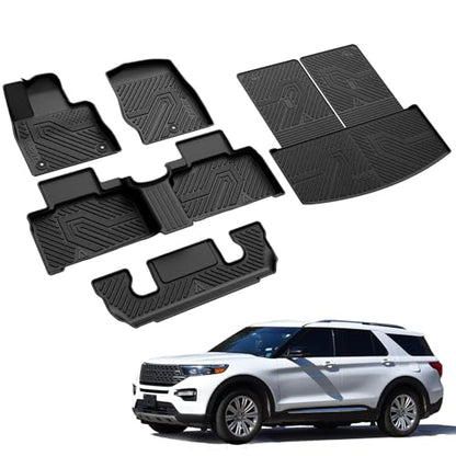 Floor Mats for Ford Explorer 6 Seats with Second Row Center Console (5 Count)