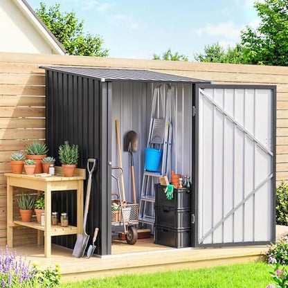 3.3' x 3.4' Outdoor Storage Shed Sloping Roof Lockable Door Gray