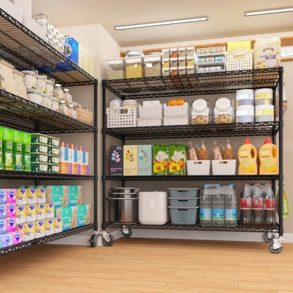 55.5" Wx24 x80 Heavy Duty Metal Wire Storage Shelving with Wheels (5 Count)