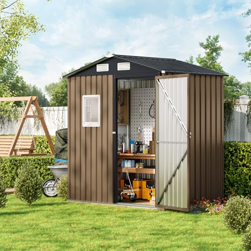 6X4FT Outdoor Steel Storage Shed with Lockable Doors