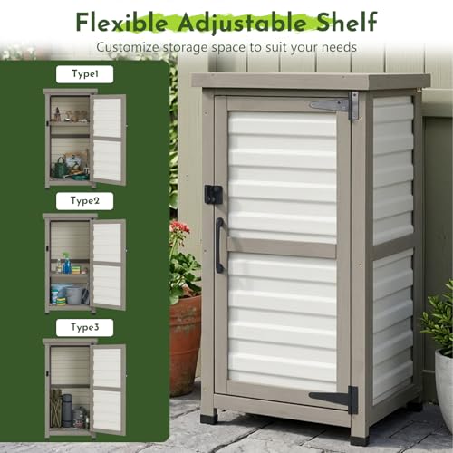 Small Outdoor Storage Cabinet with Waterproof Metal Top