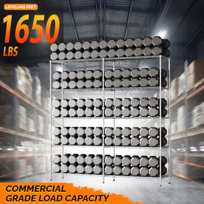 70" W Storage Shelves 1600LBS Heavy Duty Metal Shelving (5 Count)