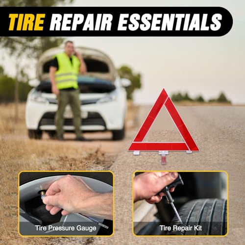 Car Roadside Emergency Kit with Jumper Cables Tow Rope