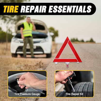 Car Roadside Emergency Kit with Jumper Cables Tow Rope