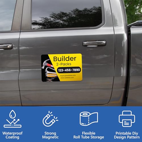 Custom Car Magnet Signs for Builder and Contractor (2 Count)