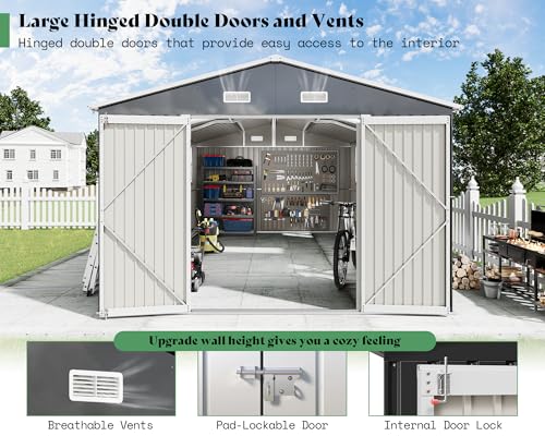 10x16x7 FT Outdoor Storage Shed with 2 Transparent Panels