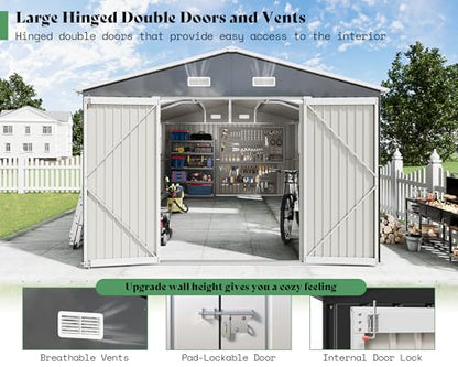 10x16x7 FT Outdoor Storage Shed with 2 Transparent Panels