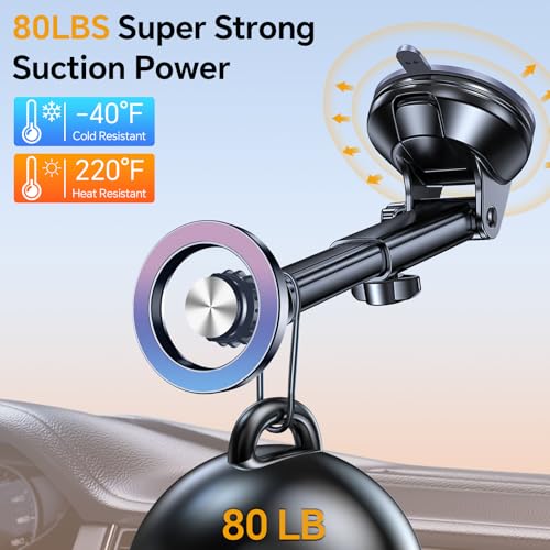 for MagSafe Car Mount【Windshield+Vent+Dash】Magnetic Phone Holder for Car Phone Holder Mount Cell Phone Holders for Your Car Accessories Suction Phone Mount for Car Truck Stand for iPhone 17 16