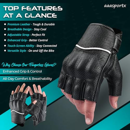 Motorcycle Gloves Men's Leather Motorbike Gloves Touchscreen Function