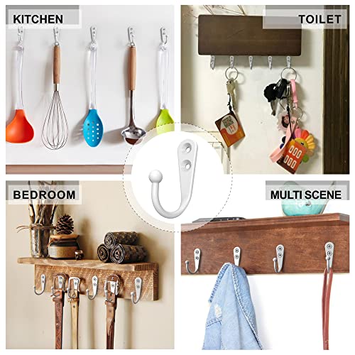 15 Pack White Wall Mount Hooks for Hanging Coats & Towels