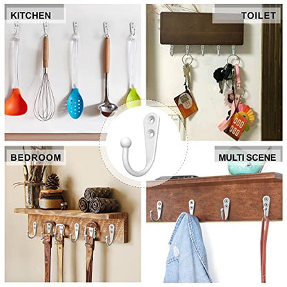 15 Pack White Wall Mount Hooks for Hanging Coats & Towels