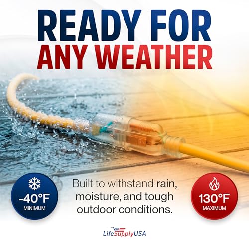 50ft Outdoor Indoor Extension Cord 10 (50 Foot)