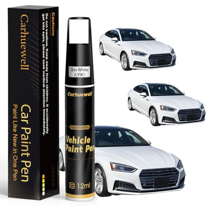 LY9C) Ibis White Touch Up Paint Compatible with Audi, Exact Match Car Paint Pen Automotive Scratch Repair Remover Kit Quick & Easy Solution for Vehicle Chips and Nicks