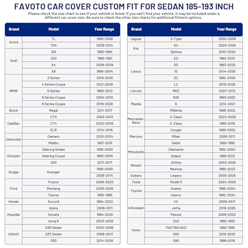 Car Cover Waterproof All Weather Windproof for Sedans 184
