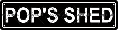 POP'S SHED Space Metal Tin Street Sign Bar Cafe Garage Cave Home Room Wall Bathroom Farmhouse Garden Porch Patio Decor, 16 x 4 Inch