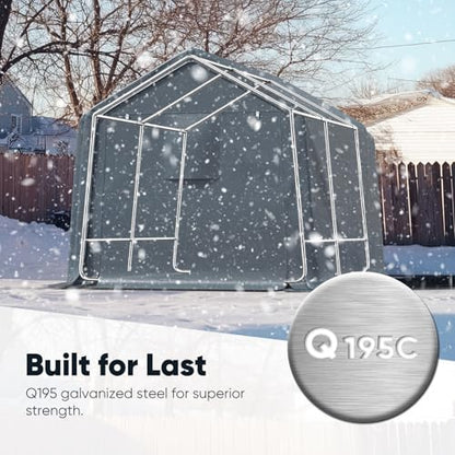 8x10FT Carport Shelter Storage Shed with Roll