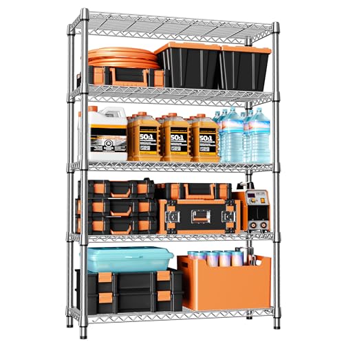1750LBS Garage Shelving Wide Storage Shelves 5 Tier Metal Shelves Heavy Duty Adjustable Utility Shelf Rack