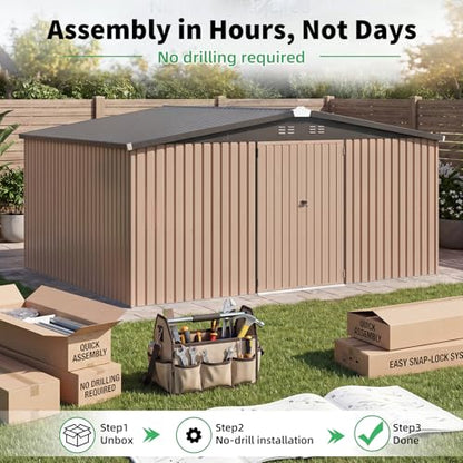 12' x 14' Large Metal Outdoor Storage Shed