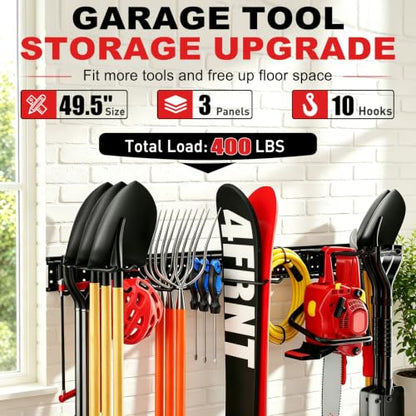 Garage Tool Organizer Wall Mount 49.5 inches with 10 Adjustable Heavy