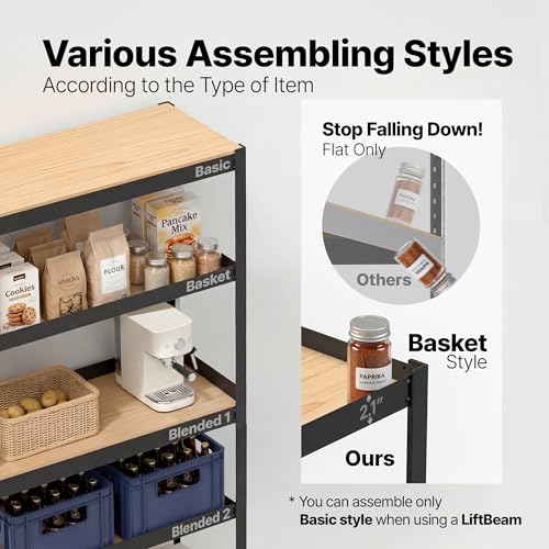 House Black 48.1" W 5 Tier Storage Shelves Garage Shelving Unit
