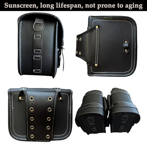 Faux Leather Motorcycle Saddlebags with Lock