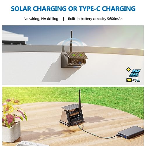 2 Magnetic Solar Wireless Backup Camera with 7" 1080P IPS DVR Monitor