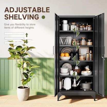 71" H Metal Storage Cabinet with 2 Doors and 4 Shelves