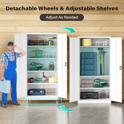 75" Tall Metal Storage Cabinet with Wheels