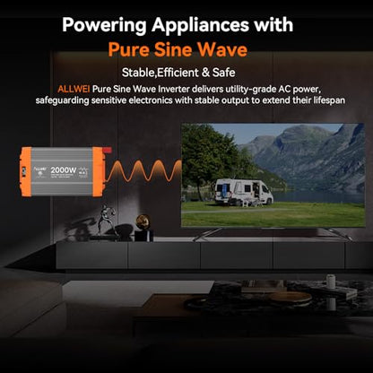 2000W Pure Sine Wave Power Inverter 12V DC to 120V AC