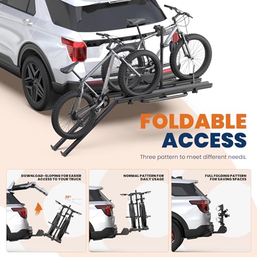 Aluminum 2 EBikes Rack Foldable 2'' Hitch Mounted Carrier Racks w