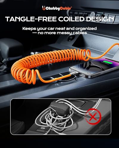 USB C to C 240W Braided Coiled Charging Cable