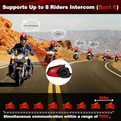 Motorcycle Helmet Headset 8 Riders Communication System X8 Intercom with Music Sharing