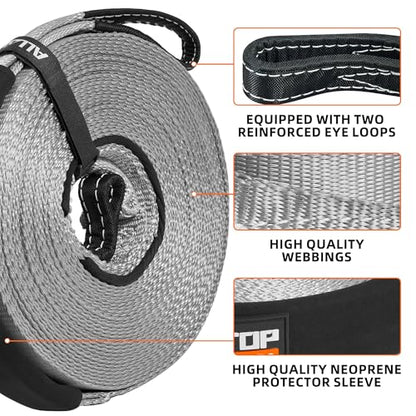 Winch Extension Strap 2in x 65.6ft Min Break Strength 11000Lbs