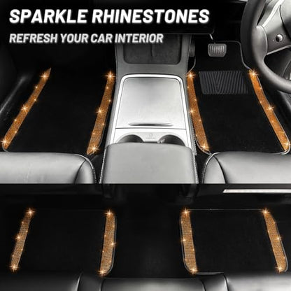 Bling Car Floor Mats Full Set and Steering Wheel Cover