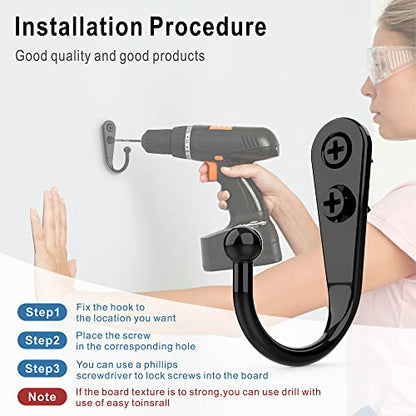 15 Pack Black Wall Mount Hooks for Hanging Coats & Towels (15 Count)