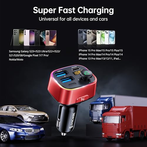 Bluetooth 5.4 FM Transmitter Car Adapter 48W