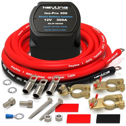 Dual Battery Isolator Kit Heavy Duty 300 AMP 1000 AMP Peak Voltage Sensitive Relay VSR for 12 Volt Systems