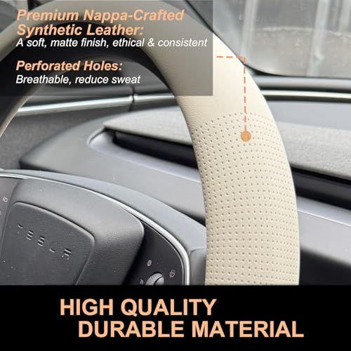 Nappa Leather Steering Wheel Cover for Tesla Model Y