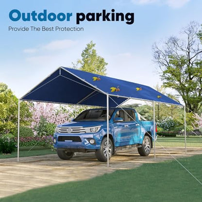 10x20 ft Heavy Duty Car Canopy Galvanized Frame Carport Outdoor Party Tent Boat Shelter with 3 Reinforced Steel Cables