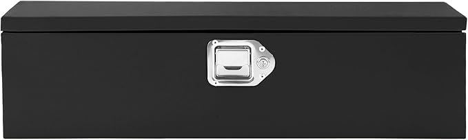 Garvee Black Steel Truck Bed Tool Box, Diamond Plate Tool Box with Side Handle and Lock Keys, Storage Toolbox Chest Box Organizer for Pickup, Truck Bed, RV, Trailer