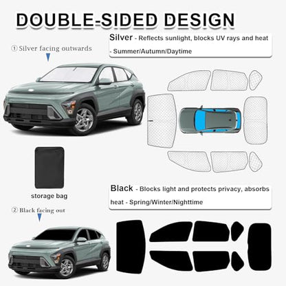 8pcs Thicken Sun Shade for Hyundai Kona 2024 2025 2026 Accessories (8 Count)