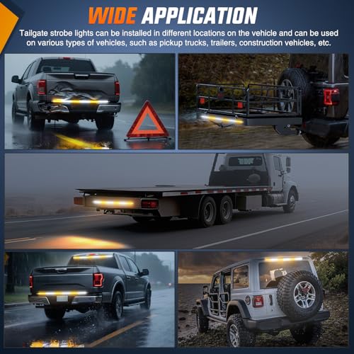 48 Inch 288 LED Tailgate Strobe Light Strip Amber White