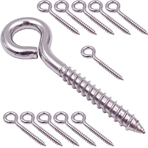VANFLY 304 Stainless Steel Eye Shape Screws Metal Hook (24 Count)