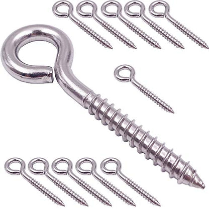 VANFLY 304 Stainless Steel Eye Shape Screws Metal Hook (24 Count)