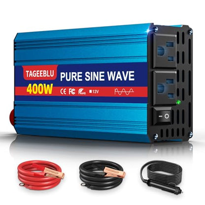 400W Pure Sine Wave Power Inverter 12V DC to 110V 120V AC for Vehicles