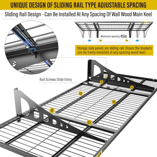 1.64x4ft Adjustable Rail Wall Garage Storage Shelf