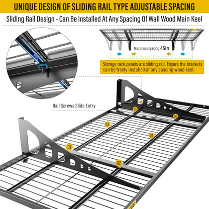 1.64x4ft Adjustable Rail Wall Garage Storage Shelf