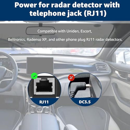 USB C to RJ11 & USB to RJ11 Radar Detector Cable for Escort Uniden & More (2 Count)